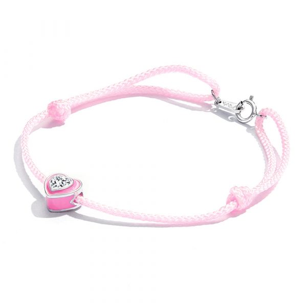 Solid 925 Sterling Silver Neon Pink Love Rope Anklet - Image 2