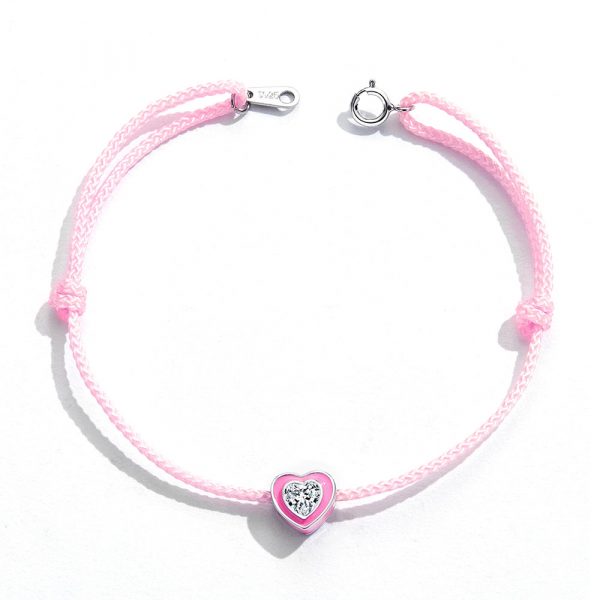 Solid 925 Sterling Silver Neon Pink Love Rope Anklet - Image 5