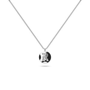 Solid 925 Sterling Silver Initial Alphabet Personalised Disc Necklace- R