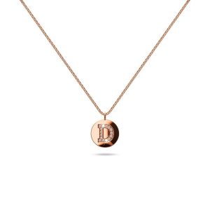 Solid 925 Sterling Silver Initial Alphabet Personalised Disc Necklace- D