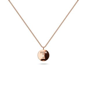 Solid 925 Sterling Silver Initial Alphabet Personalised Disc Necklace- T
