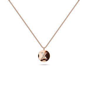 Solid 925 Sterling Silver Initial Alphabet Personalised Disc Necklace- X