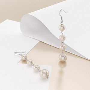 Solid 925 Sterling Silver Cascade Earrings Embellished with  Swarovski® crystals Pearls
