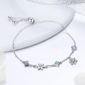 Solid 925 Sterling Silver Snowflakes Bracelet