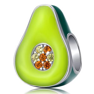 Solid 925 Sterling Silver Green Avocado Pear Pandora Inspired Charm