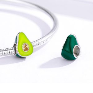 Solid 925 Sterling Silver Green Avocado Pear Pandora Inspired Charm