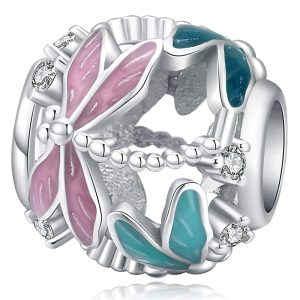 Solid 925 Sterling Silver Dragonfly Animal Pandora Inspired Charm