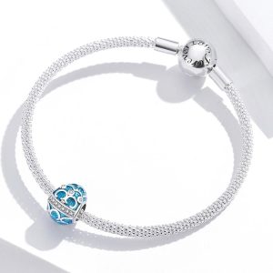 Solid 925 Sterling Silver Azure Egg Pandora Inspired Charm