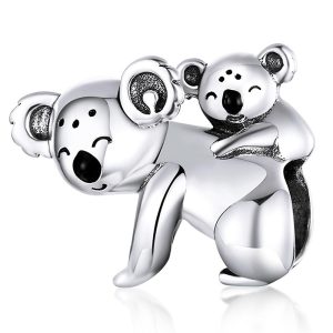 Solid 925 Sterling Silver Baby and Mama Koala Animal Pandora Inspired Charm