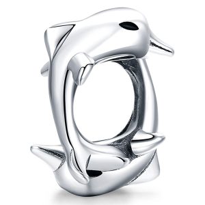 Solid 925 Sterling Silver Dolphins Animal Pandora Inspired Charm