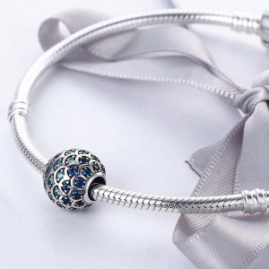 Solid 925 Sterling Silver Blue Mermaid Scale Pandora Inspired Charm