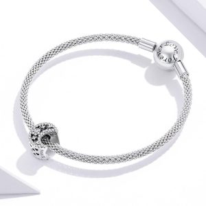 Solid 925 Sterling Silver Crescent Moon Crystals Pandora Inspired Charm