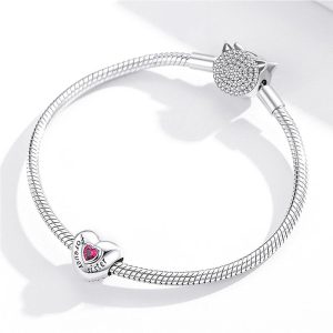 Solid 925 Sterling Silver Bolded Heart Forever Sister Inscription Pandora Inspired Charm
