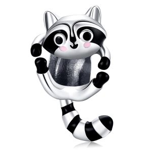 Solid 925 Sterling Silver Jumpy Fun Racoon Pandora Inspired Charm