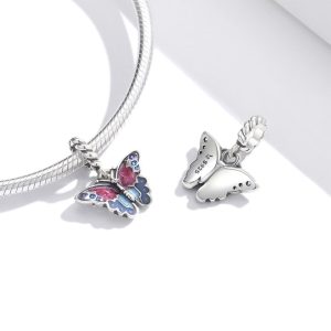 Solid 925 Sterling Silver Majestic Butterfly Pandora Inspired Bead Charm