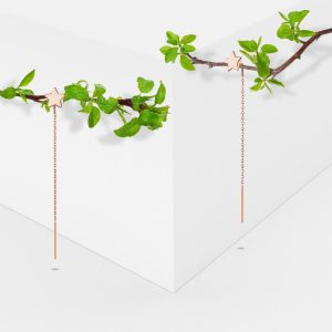 Solid 925 Sterling Rose Gold Star Threader Earrings