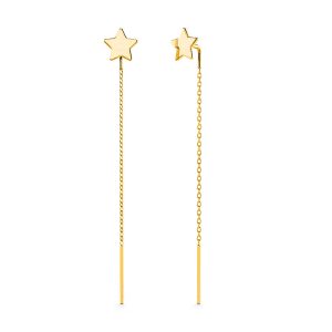 Solid 925 Sterling Gold Star Threader Earrings