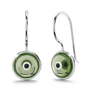 Solid 925 Sterling Silver Saucers Earrings Green