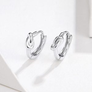 Solid 925 Sterling Silver Simplest Knot Earrings