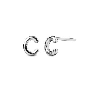 Solid 925 Sterling Silver Initial Alphabet Personalised Stud Earrings- C