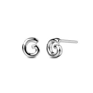 Solid 925 Sterling Silver Initial Alphabet Personalised Stud Earrings G