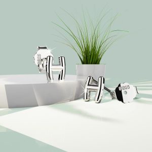 Solid 925 Sterling Silver Initial Alphabet Personalised Stud Earrings- H