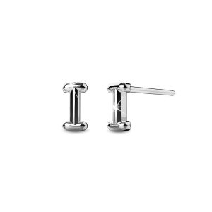 Solid 925 Sterling Silver Initial Alphabet Personalised Stud Earrings- I