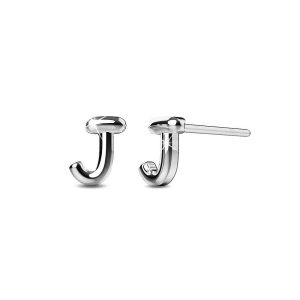 Solid 925 Sterling Silver Initial Alphabet Personalised Stud Earrings- J