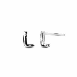 Solid 925 Sterling Silver Initial Alphabet Personalised Stud Earrings- L