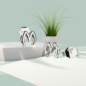 Solid 925 Sterling Silver Initial Alphabet Personalised Stud Earrings- M