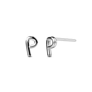 Solid 925 Sterling Silver Initial Alphabet Personalised Stud Earrings- P