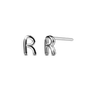 Solid 925 Sterling Silver Initial Alphabet Personalised Stud Earrings- R