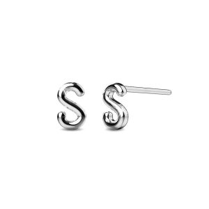 Solid 925 Sterling Silver Initial Alphabet Personalised Stud Earrings- S