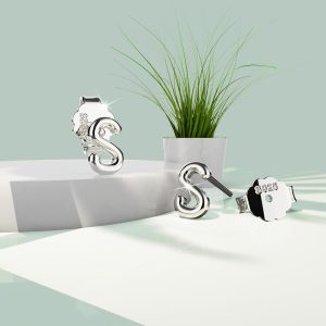 Solid 925 Sterling Silver Initial Alphabet Personalised Stud Earrings- S