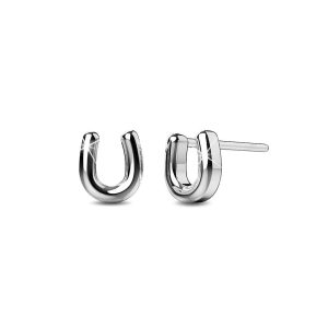 Solid 925 Sterling Silver Initial Alphabet Personalised Stud Earrings- U