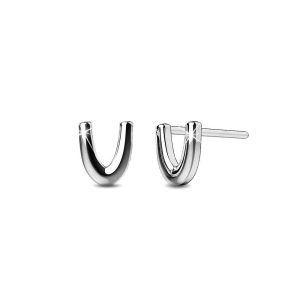 Solid 925 Sterling Silver Initial Alphabet Personalised Stud Earrings- V