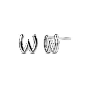 Solid 925 Sterling Silver Initial Alphabet Personalised Stud Earrings- W