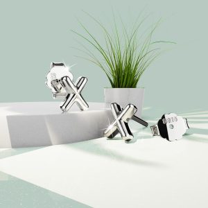 Solid 925 Sterling Silver Initial Alphabet Personalised Stud Earrings- X
