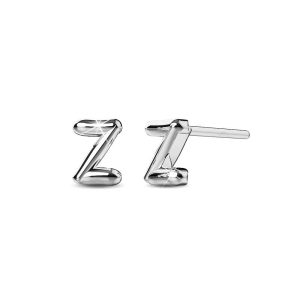 Solid 925 Sterling Silver Initial Alphabet Personalised Stud Earrings- Z