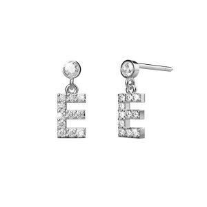 Solid 925 Sterling Silver Initial Crystal Personalised Alphabet Letter Earrings - E