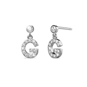 Solid 925 Sterling Silver Initial Crystal Personalised Alphabet Letter Earrings  G