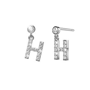 Solid 925 Sterling Silver Initial Crystal Personalised Alphabet Letter Earrings - H