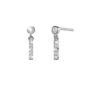 Solid 925 Sterling Silver Initial Crystal Personalised Alphabet Letter Earrings - I