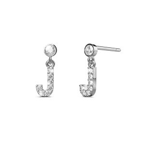 Solid 925 Sterling Silver Initial Crystal Personalised Alphabet Letter Earrings - J
