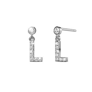 Solid 925 Sterling Silver Initial Crystal Personalised Alphabet Letter Earrings - L
