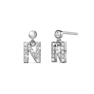 Solid 925 Sterling Silver Initial Crystal Personalised Alphabet Letter Earrings - N