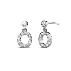 Solid 925 Sterling Silver Initial Crystal Personalised Alphabet Letter Earrings - O