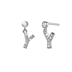 Solid 925 Sterling Silver Initial Crystal Personalised Alphabet Letter Earrings - Y