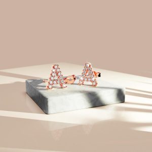 Solid 925 Sterling Silver Glamour Alphabet Letter Earrings Rose Gold - A