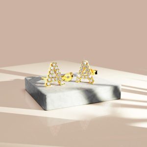 Solid 925 Sterling Silver Glamour Alphabet Letter Earrings Gold - A